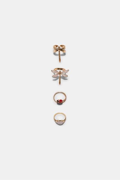 Stradivarius Set of 4 dragonfly rings