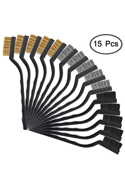 Choice3 مجموعة فرش سلكية متنوعة مكونة من 15 قطعة بمقابض منحنية لتنظيف خبث الل...