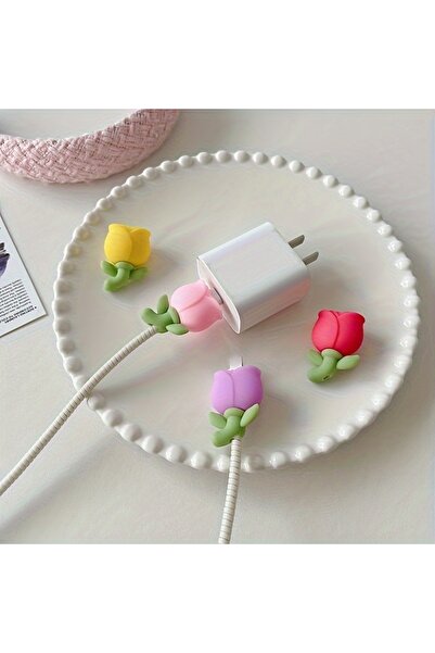 Choice Mixed color-4pcs 4Pcs Tulip Flower Designed Cable Protector - Protects...