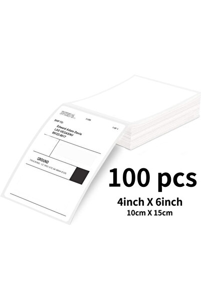 Choice ١٠٠ قطعة من ملصقات الطباعة حراري البيضاء مقاس ٤×٦ بوصة (١٠٠×١٥٠ مم) لم...