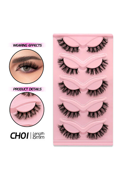choice2 ٥ أزواج - CH01 رموش صناعية من فيلتريناي، رموش عين القطة، رموش مانغا، ...