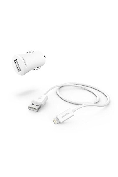 Hama Incarcator auto 183266, 1 x USB, 12W + cablu lightning, 1m (Alb)