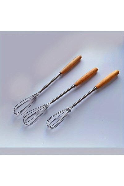 Choice 3pcs Stainless Steel Mini Egg Beater Wooden Handle Whisk Egg Mixer Bak...