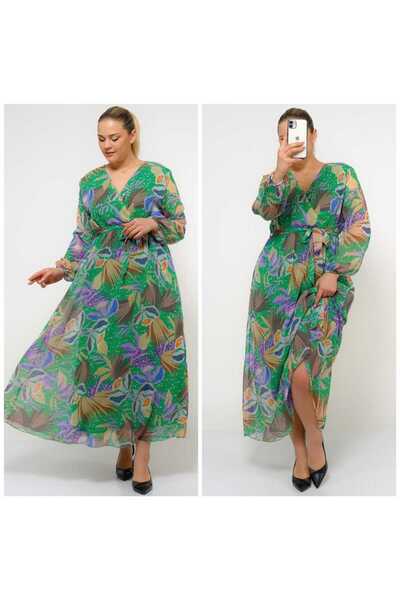 Apple Cix Chiffon V-Neck Balloon Sleeve Chiffon