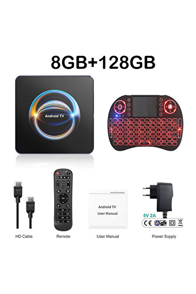 Choice22 صندوق تلفزيون ذكي X66 مزود بلوحة مفاتيح وقابس أوروبي، يدعم 8 جيجابت/...