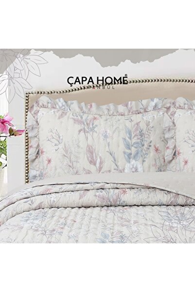 Çapa Home Ruffled Demet Printed Stone Wash Micro Soft Double Bedspread