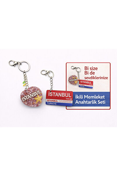 Home Istanbul Homeland Themed Handmade Set of 2 Keychains