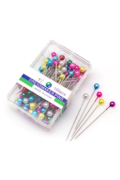 Choice8 100 قطعة/علبة، إبر خياطة ملونة برأس لؤلؤي دائري بطول 38 سم، دبابيس خي...
