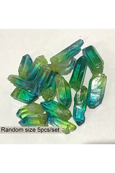 Choice1 Other yellow green 5pcs Aura Crystal Points, Multi-colored Heat Treat...