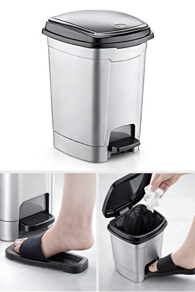 Ovio Ev&Yaşam 6 Liter Pedal Gray Trash Can Bathroom-Kitchen-Office Waste Bin ...