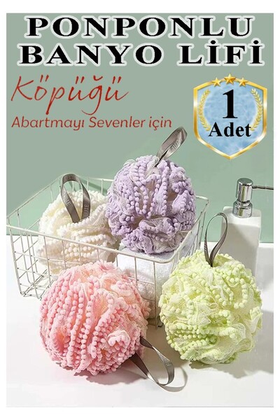 Artlantis Banyo Lifi Ponponlu 1 Adet İnce Fileli Esnek ve Yumuşak Banyo Lifi ...