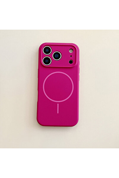 Choice21 غلاف هاتف سيليكون لون سادة أحمر قمري كامل لهاتف iPhone 17، يدعم الشح...