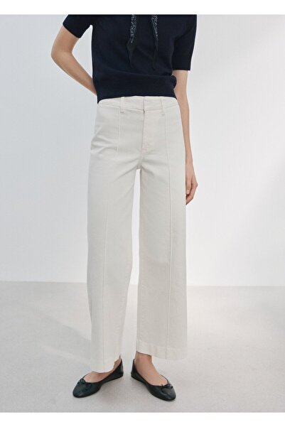 MANGO Woman Yüksek belli dikişli wideleg jean pantolon