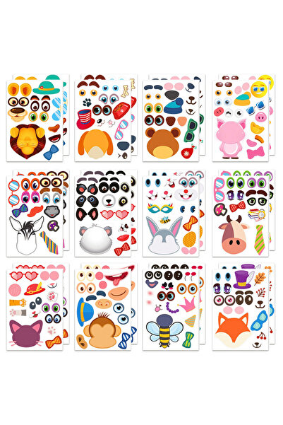 Choice18 24 قطعة من ملصقات "اصنع وجهًا بنفسك" - النمط 01 - ملصقات ذاتية اللصق...