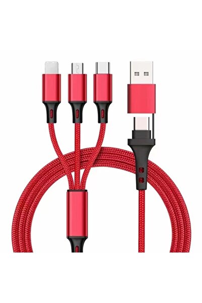 Choice1 كابل شحن سريع USB أحمر بطول 1.2 متر، 5 في 1، يدعم تقنية PD، متوافق مع...