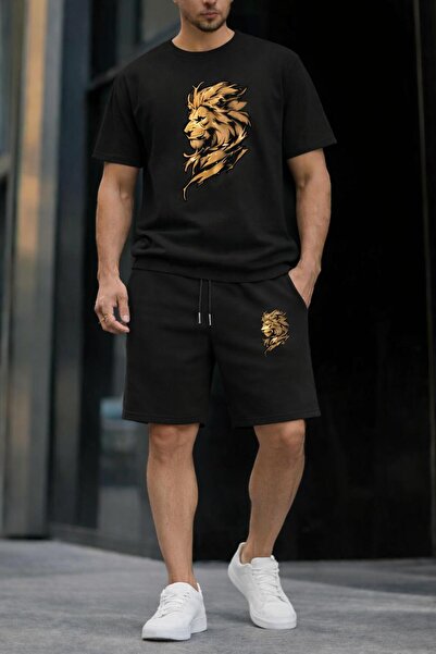 zeag Men's Lion Printed Shorts T-Shirt Set