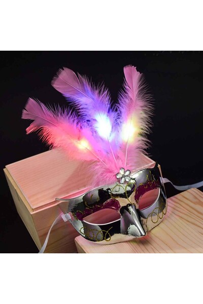 Choice3 أقنعة LED فضية متوهجة على شكل ريش، مناسبة لكرنفال البندقية، والهالوين...