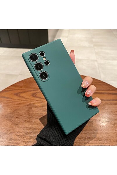 Choice23 جراب سيليكون سائل ناعم بلون أخضر داكن لهاتف S22 Ultra، متوافق مع هوا...