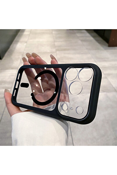 Choice13 جراب مغناطيسي فاخر شفاف أسود اللون لهاتف iPhone 17 Pro Max Air، متوا...