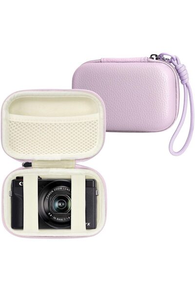 Choice6 حقيبة كاميرا رقمية بنفسجية اللون مزودة بحزام من CAORY، حامل كاميرا صغ...