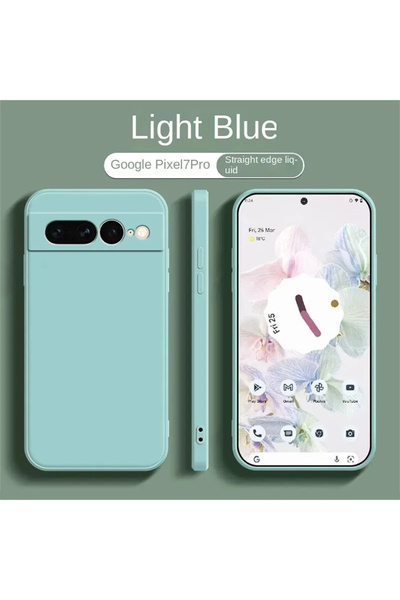 Choice For Pixel 7 Cyan blue Liquid Silicone Soft Solid Color For Google Pixe...