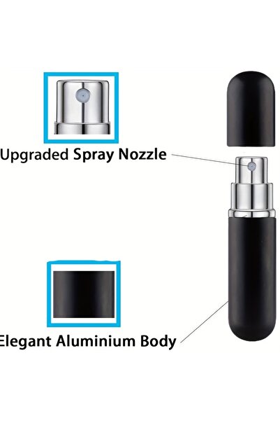 choice2 زجاجة رذاذ عطر سوداء سعة 5 مل، قابلة لإعادة التعبئة، محمولة، فارغة، ل...