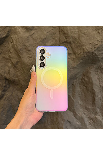 Choice9 حافظة هاتف Galaxy S23 Ultra المغناطيسية بتدرج قوس قزح الليزر لهاتف S2...