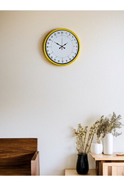 Leyaton 36 cm Yellow 24-Hour Display Special Design Wall Clock Lwlhm-Ytrs345