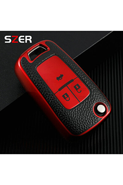 Choice5 غطاء مفتاح السيارة من جلد الأحمر TPU بثلاثة أزرار، مناسب لسيارات شيفر...