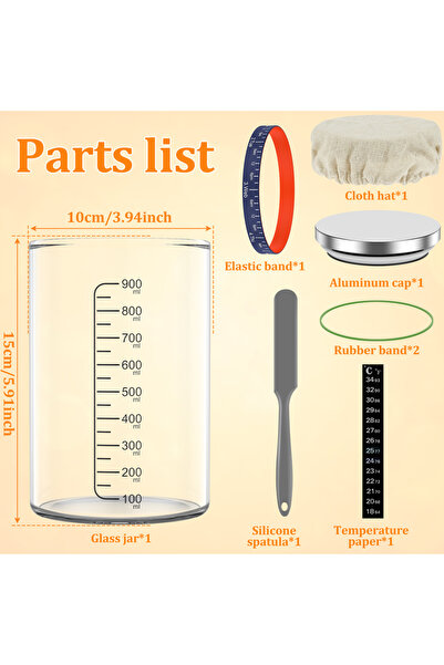 Choice3 E Sourdough Starter Jar 900ml Starter Container Clear Glass Jar and A...