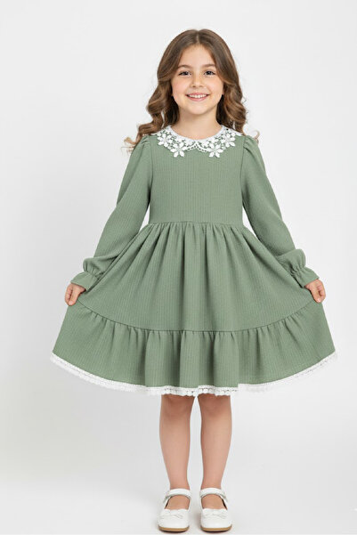 MODANINO Момичешка рокля - Твилова тъкан - Бродирани детайли на яката и подгъ...