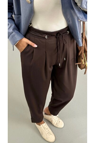 BEBE PLUS Arka beli lastikli paçası yırtmaçlı havuç pantolon