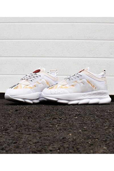 EXCLUSIVE STYLE Eco- Leather sneakers - CHAIN ​​Gold & White