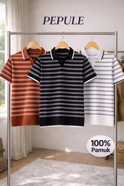 oneoff Set de 3 pulovere din tricot premium cu guler polo