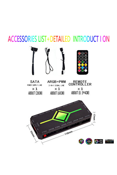 Choice موزع مغناطيسي أسود اللون، 3 في 1، 4 دبابيس، PWM، مزود بمنفذ واحد إلى 9...