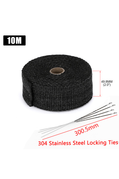 Choice21 شريط عازل حراري أسود بطول 5 سم و10 أمتار، مناسب لعوادم الدراجات النا...