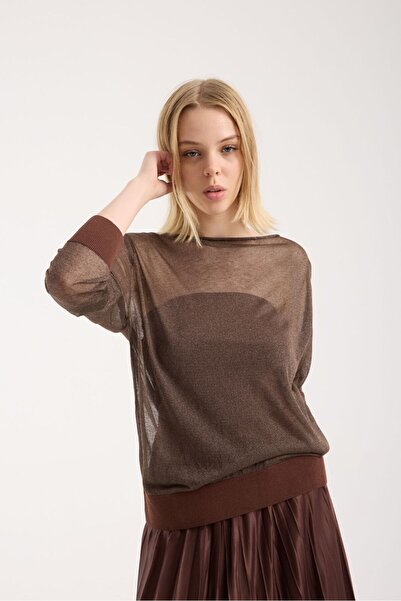 sumoda Women's Boat Neck Transparent Blouse