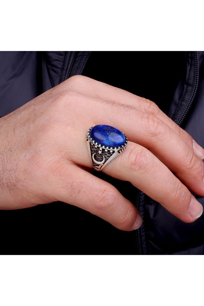 Argento Silver Lapis Taşlı 925 Ayar Erkek Gümüş Yüzük