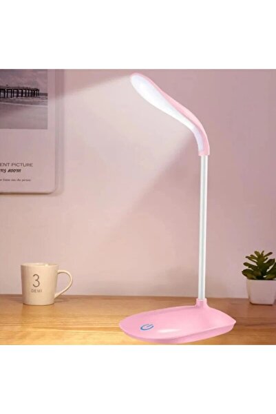 Choice مصباح طاولة LED وردي اللون، قابل للشحن عبر منفذ USB، بثلاثة ألوان قابل...