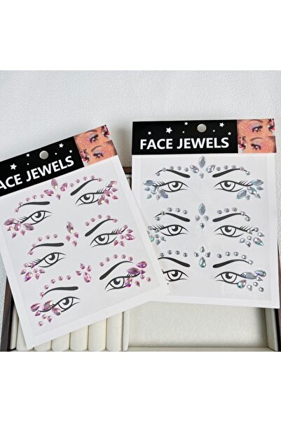 choice2 20x14x1cm 2 pcs mixed 3D Rhinestone Bright Face stickers Women Glitte...