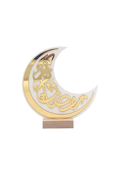 Choice Decoration Ramadan Elegant White & Gold Crescent Moon Acrylic Decorati...