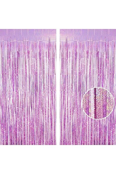 Choice8 ستارتان خلفيتان للحفلات بلون بنفسجي فاتح، ستارة من رقائق معدنية لامعة...
