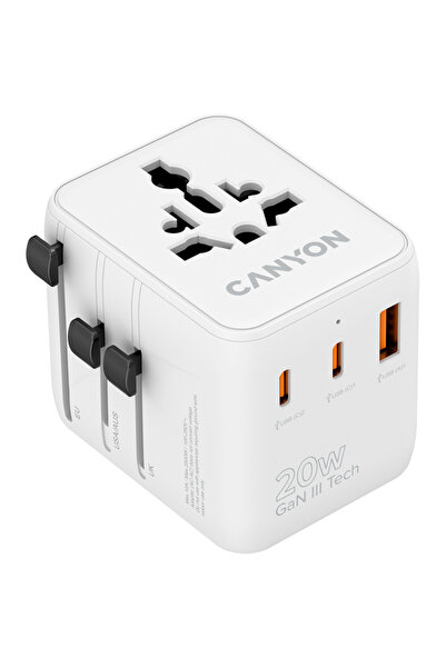 CANYON Зарядно за пътуване OnTour 20 CNS-TA20W1005W, 20 W, 1x USB-A, 2x USB T...
