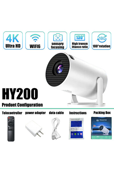 choice2 جهاز عرض فيديو محمول HY200 مزود بقابس أوروبي وعلبة، يدعم دقة Full HD ...