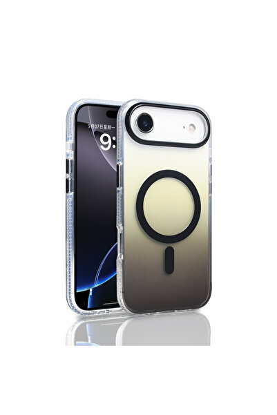 Paladyum Case iPhone 17 Air Compatible Transparent Color Gradient Black Tauru...