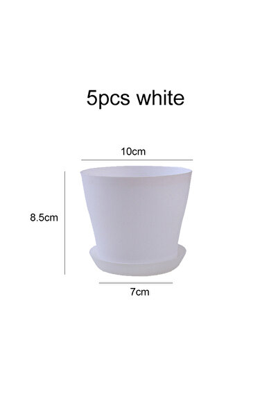 Choice6 5 قطع من أواني الزهور الصغيرة البيضاء مع صينية، مصنوعة من بلاستيك الر...