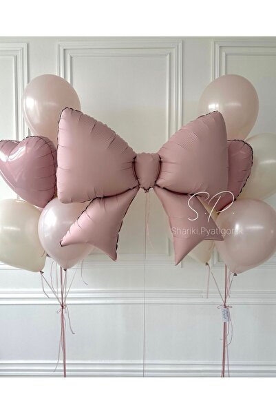 Çemrek Süs Parti Powder Bowknot Balloon and Heart Balloon Bundle Set 13 Piece...