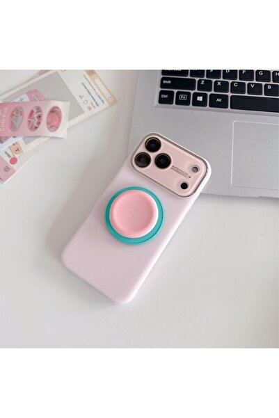 Choice3 جراب جيلي وردي اللون من هوي يوان، مزود بحامل، متوافق مع آيفون 17 برو ...