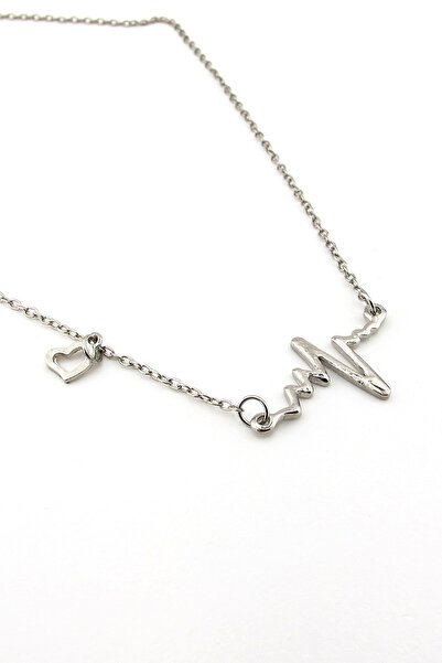Stanbula Pulse Heartbeat Shaped Metal Women's Necklace Kx0004