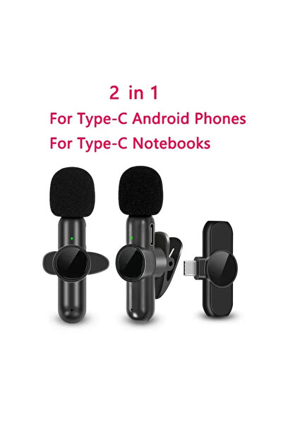 Choice 2in1 Type-C K9 Wireless Stereo Lavalier Microphone Wireless Lavalier M...